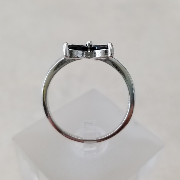 Sterling Silver Black Spinel Flower Ring - Picture 4 of 8